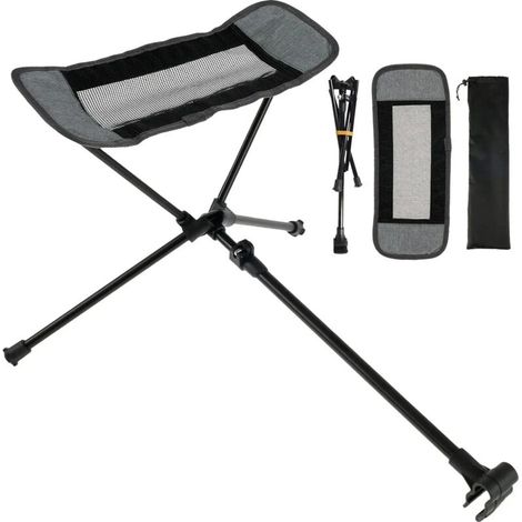 Repose-pieds universel pliable et léger pour chaise de camping (gris), idéal pour la pêche, la plage et la randonnée.