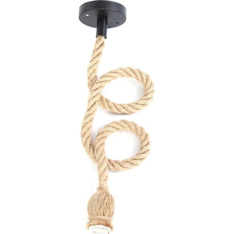 Ortviai Support de Lampe E27 en Corde de Chanvre 1 m – Suspension DIY Décoratif Vintage avec Ventouse