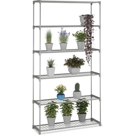 Estantería de 6 niveles para plantas - Soporte de exhibición para interiores y exteriores