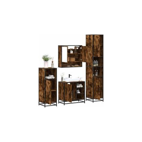 Ensemble meubles salle de bain 4 pcs chêne fumé bois ingénierie (1/5)