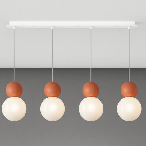 Lampadario moderno top light cottage 1228 s4 r g9 led vetro metallo, colore terra rossa