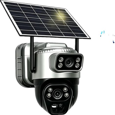 Cámara de seguridad con triple lente, visión nocturna las 24 horas y ranura para tarjeta SIM 4G. (1/2)