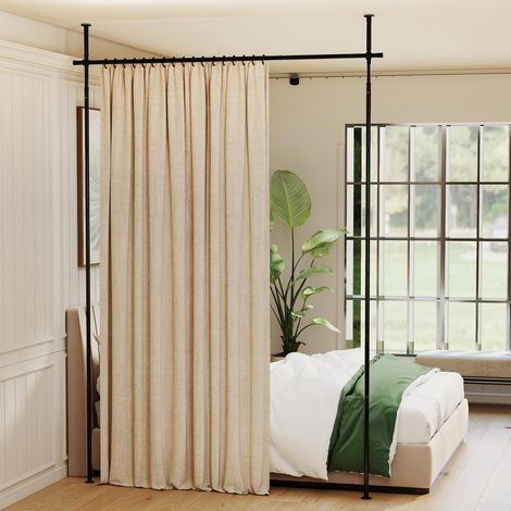COSTWAY Separe Divisorio Interno Divisorio Per Ambienti Tenda Interni Room Divider Asta Tenda Divisoria Spazio Bastone Separatore Estensibile Stanze Allungabi (1/5)