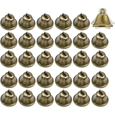 Lot de 30 mini clochettes vintage en bronze de 38 mm pour la fabrication de carillons, cloches de Noël, etc (1/4)