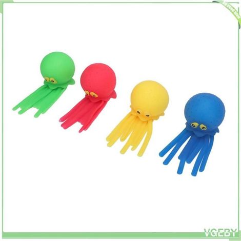 Jouet boule de poulpe - FAFEICY - Pack de 4 - Multicolore - 16 x 7 cm - TPR et éponge réutilisable (1/5)