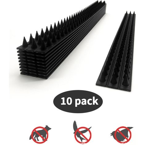 Lot de 10 Herse Pics Anti-Pigeons et Répulsif Chats, Barrière Anti-Escalade 49 cm par pièce (1/4)