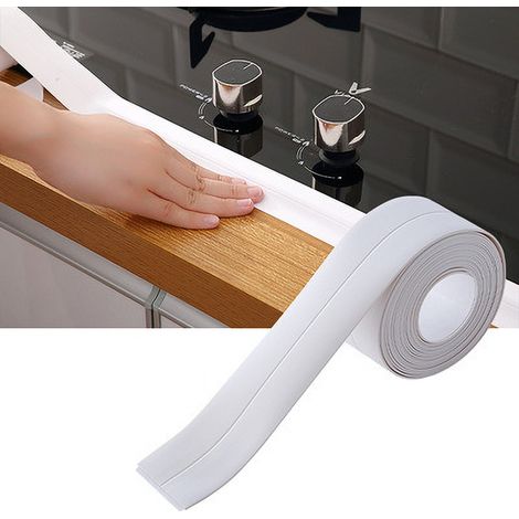 Bande de Calfeutrement PVC Auto-adhésive, Soluble et Durable, pour Évier, Bain et Cuisine, Blanc (Format 3.2 x 3.8cm, 1 Pièce)