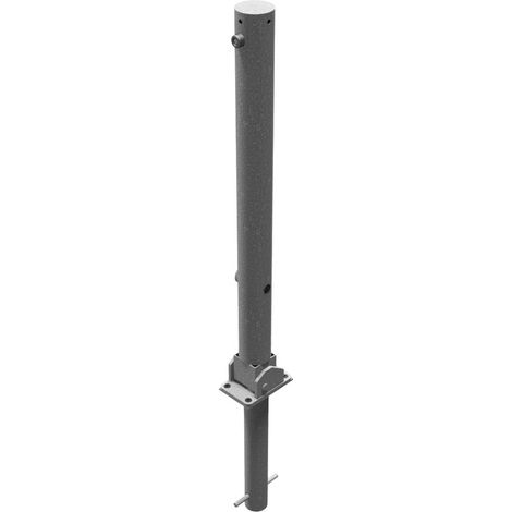 Schake Absperrpfosten umlegbar zum Einbetonieren aus Stahlrohr verzinkt Ø76x2,5mm mit Dreikantverschluss und Stahlkappe 900mm Überflur (1/2)