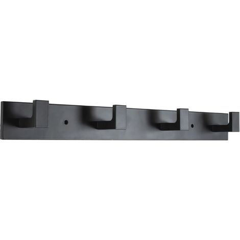 Wandgarderobe, 4 Wandhaken, Wandgarderobe aus Edelstahl, robuste Wandgarderobe mit Haken (glänzend schwarz, 4 Haken)
