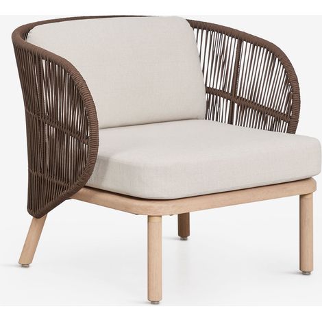 Fauteuil de jardin en bois d'acacia et corde tressée Capri SKLUM Marron Chocolat