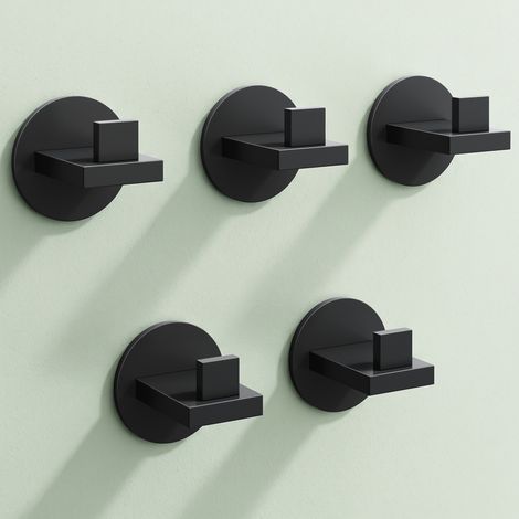Mai & Mai Kleiderhaken 5 Stück Wandgarderobe Wandhaken aus Edelstahl Garderobenleiste Garderobenhaken 8cm Matt schwarz Stalo-08