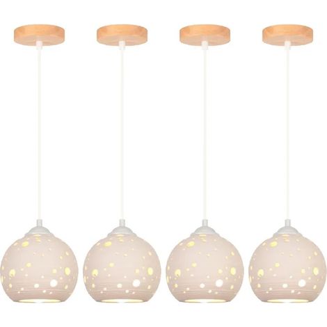 Lot de 4 Moderne Lustre Suspension Lampe Luminaire en Céramique Abat-jour Design Planète Plafonnier Vintage pour Salon (1/5)