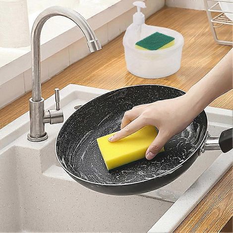 Lot de 4 distributeurs de liquide vaisselle 2 en 1 avec porte-éponge et boîte de rangement (1/5)
