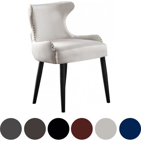 Silla de comedor individual de terciopelo Oxford LUX - Silla tapizada para comedor, cocina - Azul Silla de comedor de terciopelo LUX - Silla tapizada para comedor, cocina - Crema (1/5)