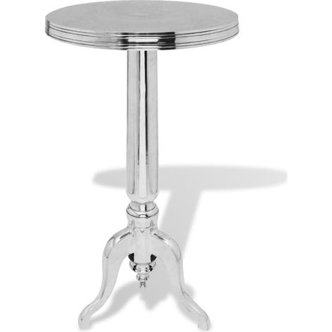 Tavolino da Salotto Rotondo Design Elegante in Alluminio Argentato (1/5)