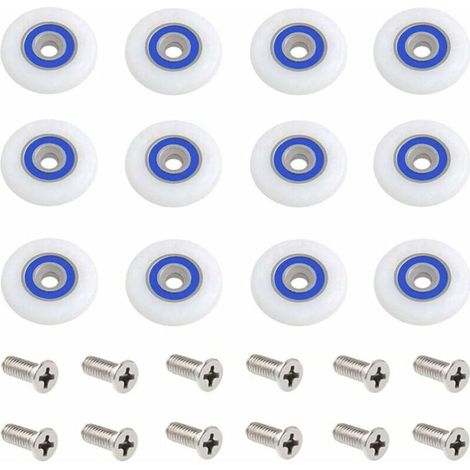 12 Duschkabinenrollen, Ersatzrollen für Duschkabinen, inklusive Schrauben, 27 mm Durchmesser (1/4)