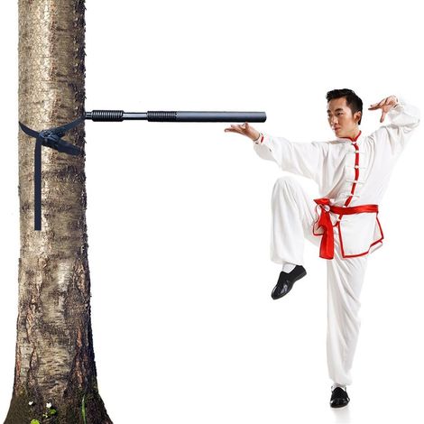 Mannequin de Bois Wing Chun, Bras à Ressort Wing Chun Entraînement De Kung-Fu, Groupé en Plein air au Tai Chi Stick, Ensemble de 3 Pièces, pour Arbre Ou Objet Dur (Color : 1 Spring Hand) (1/5)