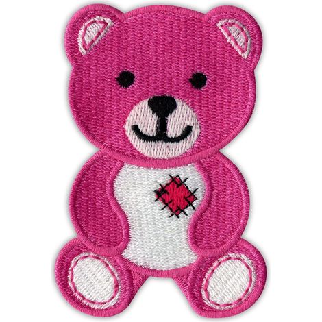 Aufnäher-Teddybär – rosa – Magnetverschluss – gestickter Aufnäher/Abzeichen/Emblem