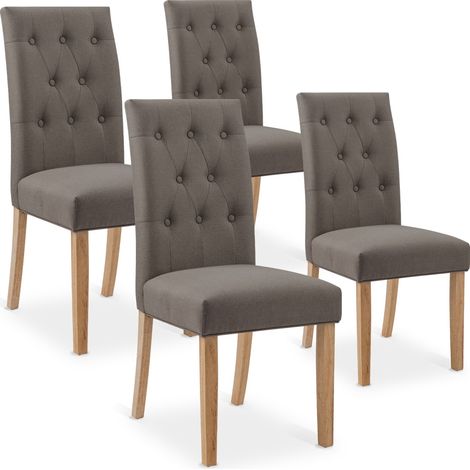 Lot de 4 chaises capitonnées Gaya tissu taupe (1/3)
