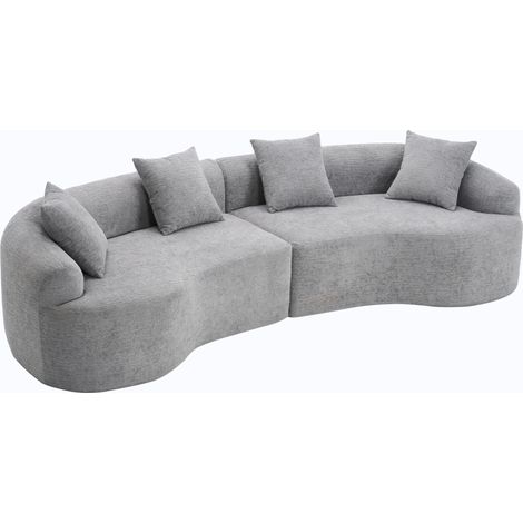 Canapé d'angle modulable 4 places en chenille grise - design moderne et confortable (1/5)