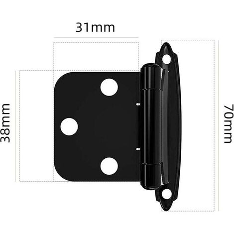 Juego de 10 bisagras negras de cierre automático para armarios con tornillos, bisagras metálicas para muebles. (1/3)