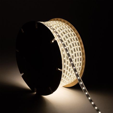 Bobina 50m Striscia LED Regolabile 220V SMD 60 LED/m 5W/m 500lm/m Larga 12mm IP65 Taglio 100cm Bianco Naturale