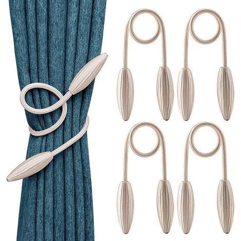 Embrasses de Rideaux - Set of 4 - Magnetic - Braided - Beige (1/4)