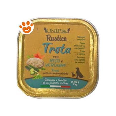 Unipro Dog Rustico Trota Riso e Verdure - Vaschetta 100 Gr -
