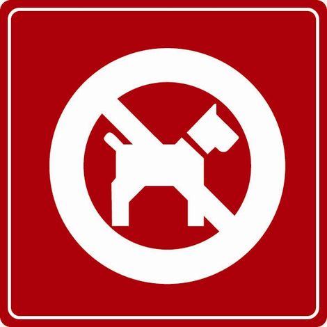 Plaque de porte Interdit aux chiens - couleur 90x90mm - 4033877