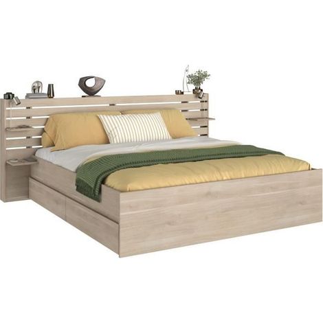 Letto 180 x 200 cm Con vani portaoggetti Naturale - TENALIA (1/5)