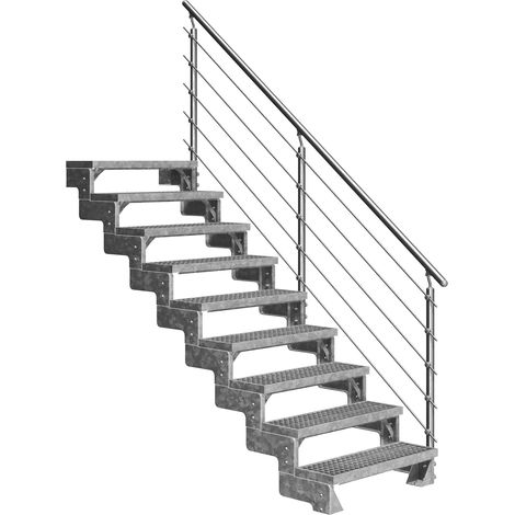 Dolle Außentreppe Gardentop 162-198cm Geschosshöhe mit Gitterrost 100cm breit mit Prova-Geländer