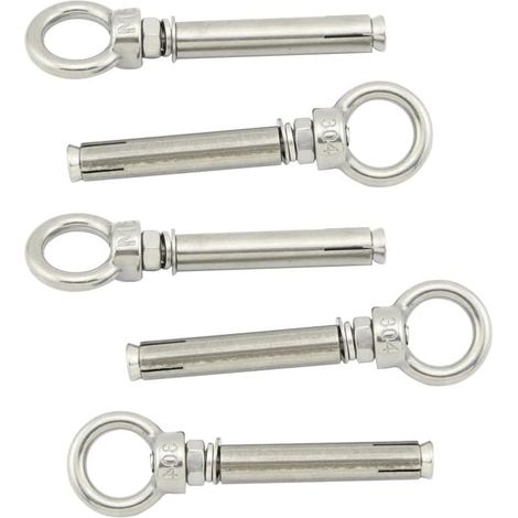 Paquet de 5 vis à boulon à œil à expansion avec anneau de levage en acier inoxydable--M8x60mm