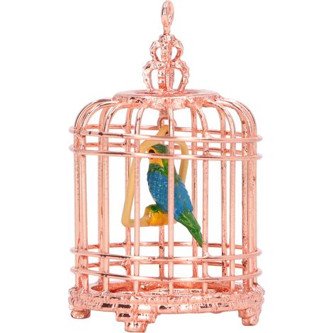 Cage en métal à l'échelle 1/12 pour maisons de poupées, cage miniature pour maisons de poupées aux échelles 1:12 et 1:6, décoration, accessoire photographique, or rose. (1/5)