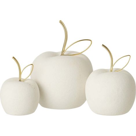 Lot de 3 Pommes Déco "Porcelaine" 15cm Blanc (1/3)
