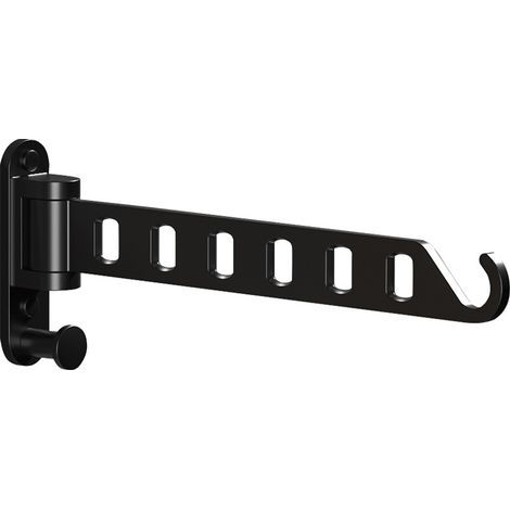 Perchero plegable de pared con gancho, metal negro. (1/5)