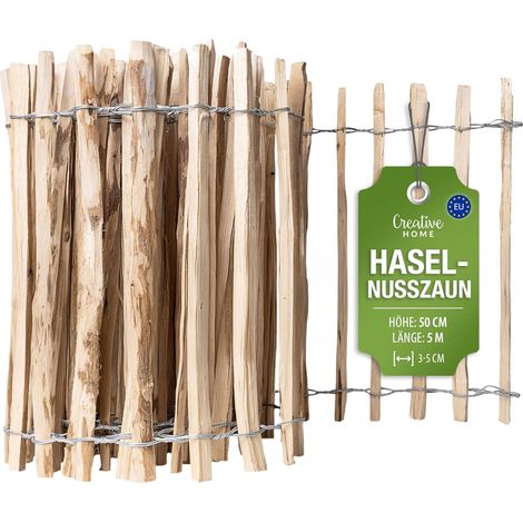 Haselnuss Holzzaun 50 cm x 5 m, Lattenabstand 3-5 cm