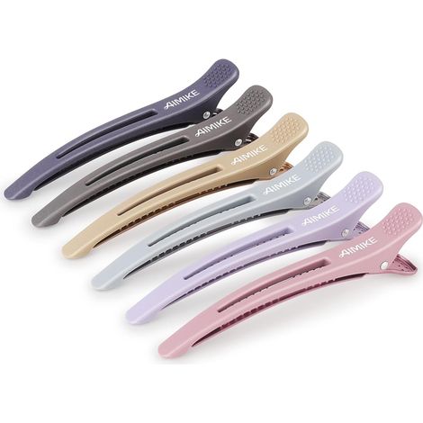 Set of 6 Professional Hair Clips, Crocodile Hair Clips, for Hair Cutting, Salon and Home Non-Slip Hair Clips, Without a Trace of Duck - Morandi Colour (1/5)