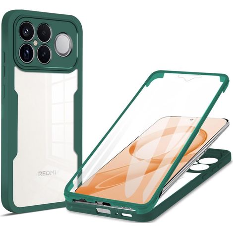 Coque pour Xiaomi Poco F8 Ultra avec Protection D'écran, Étui Avant et Arrière 360 Degres Antichoc Housse, Antirayures Robuste Bumper Transparente Case, Vert (1/5)