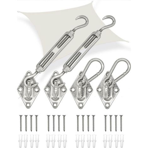 Fixation Toile Ombrage Carrée - Kit Voile Solaire - Attache Protection Soleil (1/5)