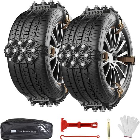 Chaînes à Neige pour Pneus 165-255 - 8 Pièces Chaînes Antidérapantes Réglables à Montage Rapide - Inclus Gants et Pelle - pour Voiture, Camionnette, SUV sur Routes Enneigées (1/5)