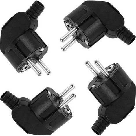 Prise électrique mâle 250V 16A – 4 pièces – Prise d'angle mise à la terre – Coque ignifuge PP – Classe de protection IP20 (1/5)