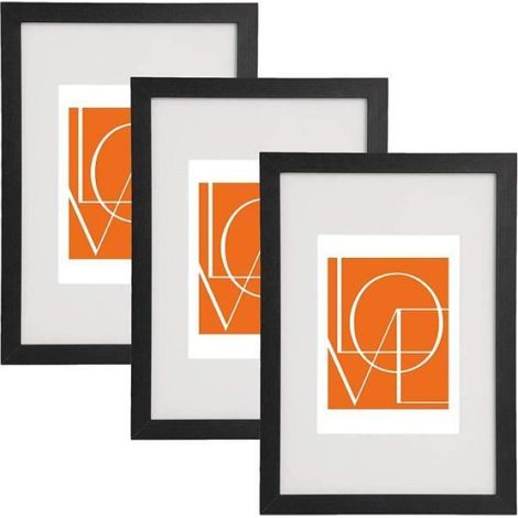 3 x Cadres photo en MDF et plastique, Cadre photo de style moderne, 13 x 18cm environ, Noir (1/4)
