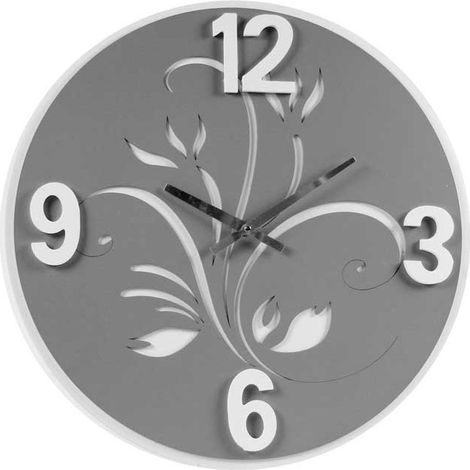 OROLOGIO IN LEGNO TONDO 50X50 CM IN COLORE GRIGIO DECORATO (1/4)