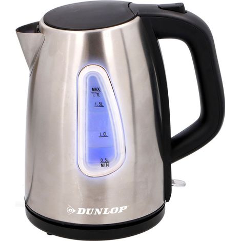 Bollitore Elettrico 1,7Lt 2200W Acqua Calda Acciaio Cordless con Luce LED Dunlop (1/4)