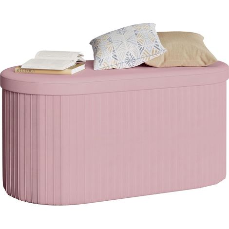 WOLTU Cassapanca Pouf Contenitore Pieghevole Panca Sgabello Poggiapiedi 76x38x38cm, Rosa Chiaro