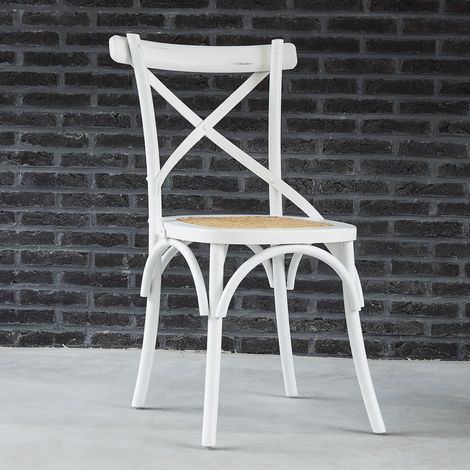Chaise en acajou massif et rotin