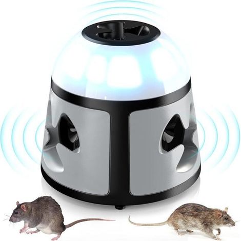 Répulsif à ultrasons professionnel pour rongeurs, répulsif à ultrasons 360° pour souris, campagnols, campagnols et autres animaux (1/4)