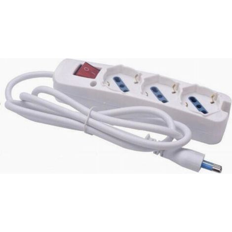 Multipresa 3 Uscite Universali Interruttore Luminoso Spina 16a Cavo 1.5mt 80178n