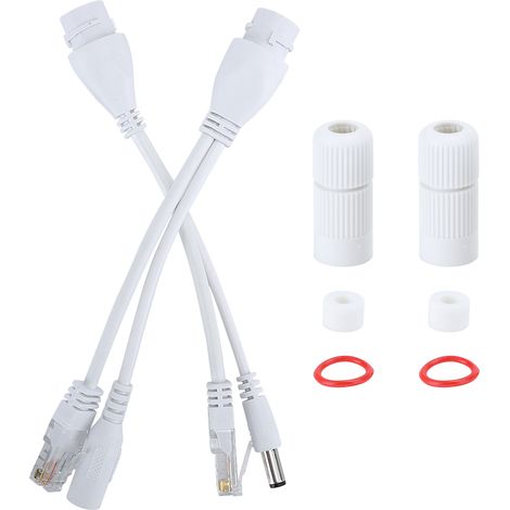 Wasserdichtes PoE-Adapterkabel, 12V DC-Injektor-Separator (weiß) (1/5)