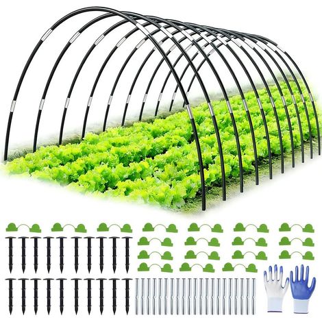 30 Arceau pour Serre Tunnel, Kit Cerceau avec Piquets et Clips, Structure Flexible pour Jardin et Protection des Plantes